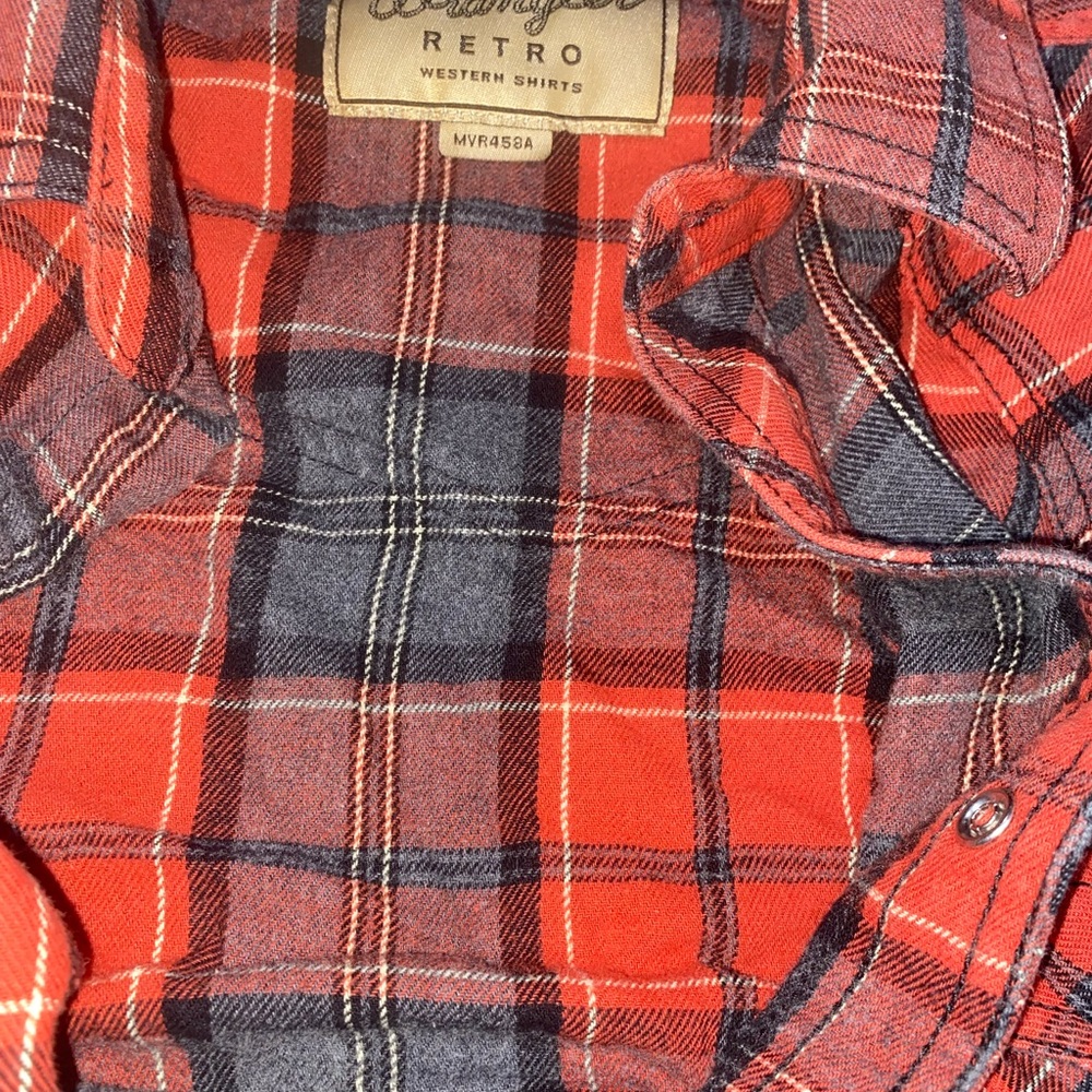 Wrangler Retro Mens Red Plaid Pearl Black Snap Shirt Long Sleeve SZ L MVR458A - Picture 14 of 14